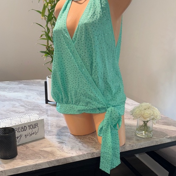 Vintage Arden B Teal Sequin Halter Top - Picture 5 of 9